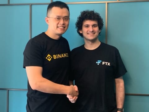Binance-baas Changpeng Zhao en FTX-topman Sam Bankman-Fried ten tijde van hun deal in 2019.