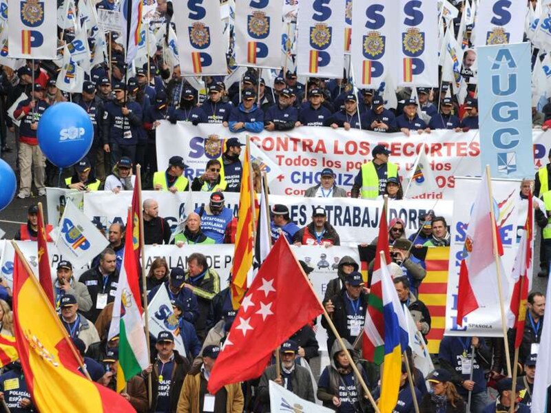 Afgelopen weekend werd er opnieuw gestaakt in Madrid. Zelfs de politieagenten namen deel.