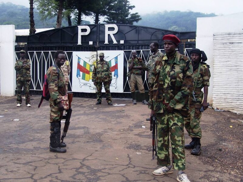 Leden van het Seleka-rebellenleger namen het presidentieel paleis in Bangui in.