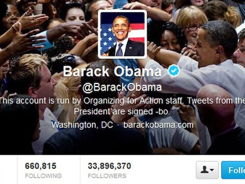 De Twitter-account van Barack Obama.