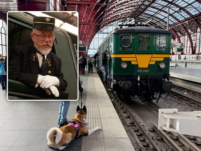 De historische trein van NMBS hield halt in Antwerpen-Centraal. Inzet: Jan Van Frausum, gepensioneerd treinbegeleider.