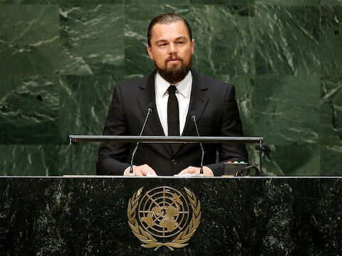 DiCaprio in september op de klimaattop in het hoofdkwartier van de VN in New York.