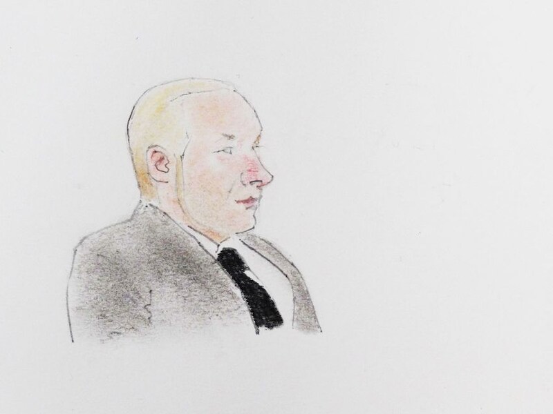 Een tekening uit de gerechtszaal van Anders Behring Breivik.