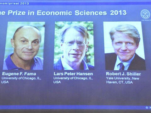De drie Nobelprijswinnaars.