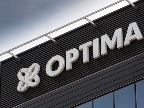 Het logo van de failliete Optimabank.