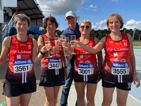 Op het provinciaal kampioenschap aflossing in Tienen liepen de dames van het master 70+ team naar twee Belgische records.