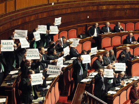 Leden van de Noord-Italiaanse partij Lega Nord.