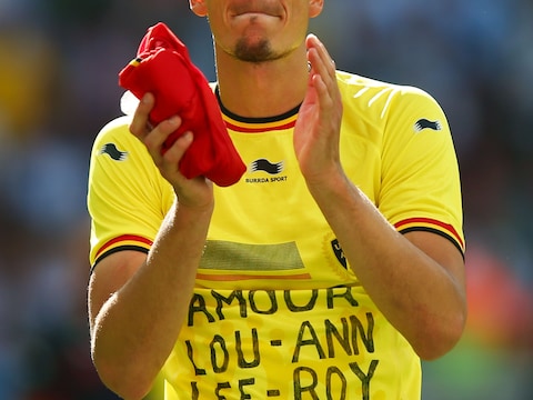 Van Buyten na zijn laatste match, de WK-kwartfinale tussen Argentinië en België.