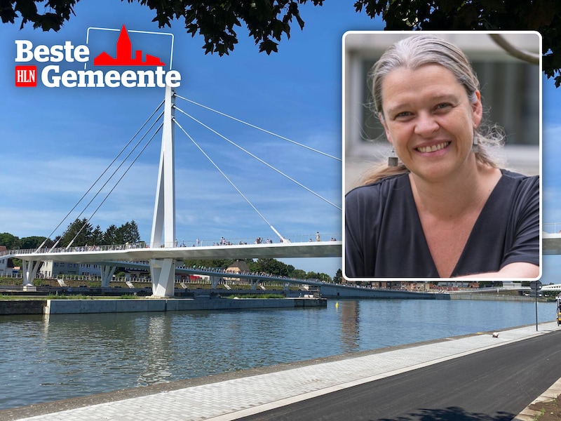 Schepen van Mobiliteit Leen Wouters (inzet) reageert tevreden op de Vlaamse topscore voor Wijnegem. Vooral de nieuwe fiets- en voetgangersbrug is een verwezenlijking waar ze trots op is.