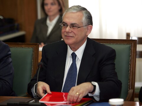 Grieks premier Lucas Papademos.
