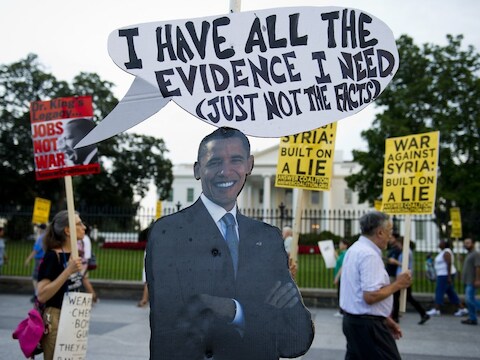 In Washington DC zijn er intussen al verschillende demonstraties tegen een mogelijke oorlog geweest.