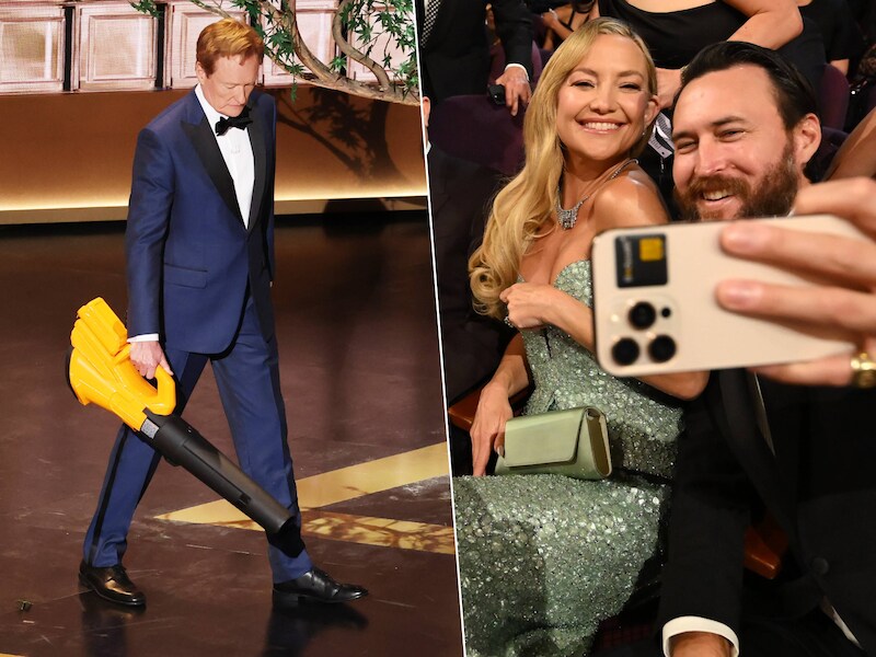 Links: Conan O’Brien. Rechts: Kate Hudson en haar verloofde.
