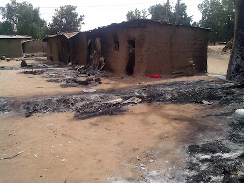 De staat Yobe ligt al langer onder vuur. Deze huizen werden in februari verwoest door Boko Haram.