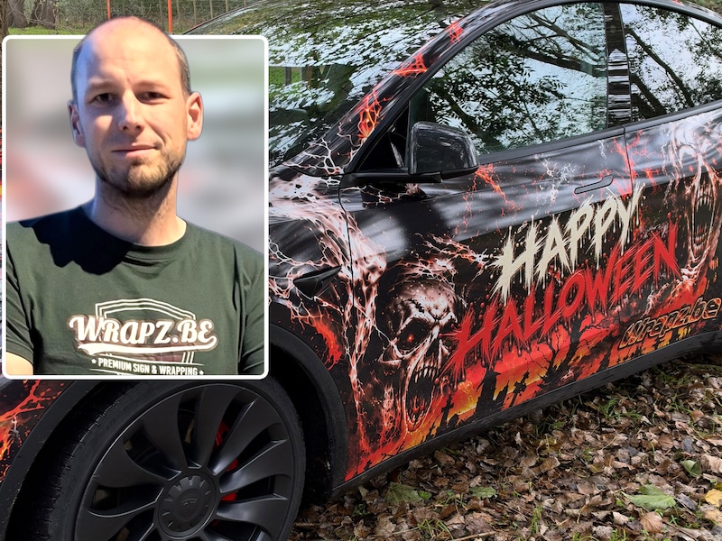 De Tesla van Kenny Louagie (inzet) ademt Halloween.
