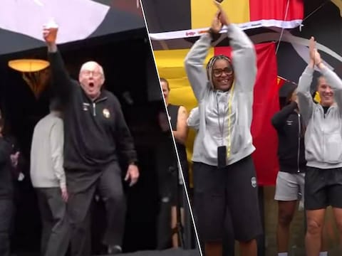 Coach Mike Thibault waagt zich aan pintje op podium: Belgian Cats genieten van vrije namiddag en vieren met fans