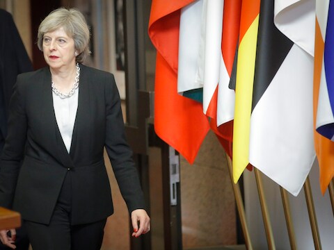 De Britse premier Theresa May in Brussel.