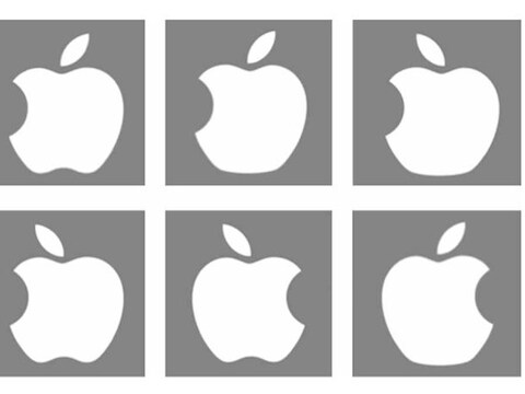 Voorbeelden van varianten van het Apple-logo.