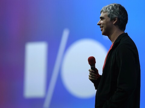 Google-ceo Larry Page op Google I/O.