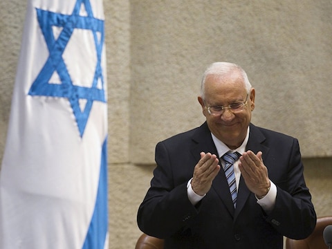 Israëlisch president Reuven Rivlin tijdens de eedaflegging in het parlement in Jerusalem.