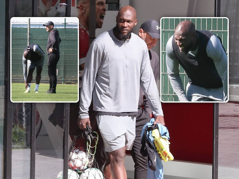 Zijn pijnlijke grimas doet vragen rijzen: Romelu Lukaku tast al snel naar onderbeen tijdens oefensessie op de Bosuil
