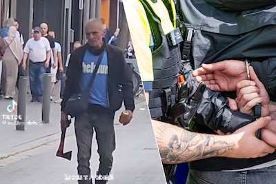 Man loopt met bijl in hand over straat in Antwerpen: buurtbewoners grijpen in