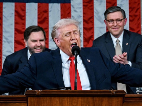 President Donald Trump tijdens zijn State of the Union, een toespraak die nu onder de loep genomen wordt.