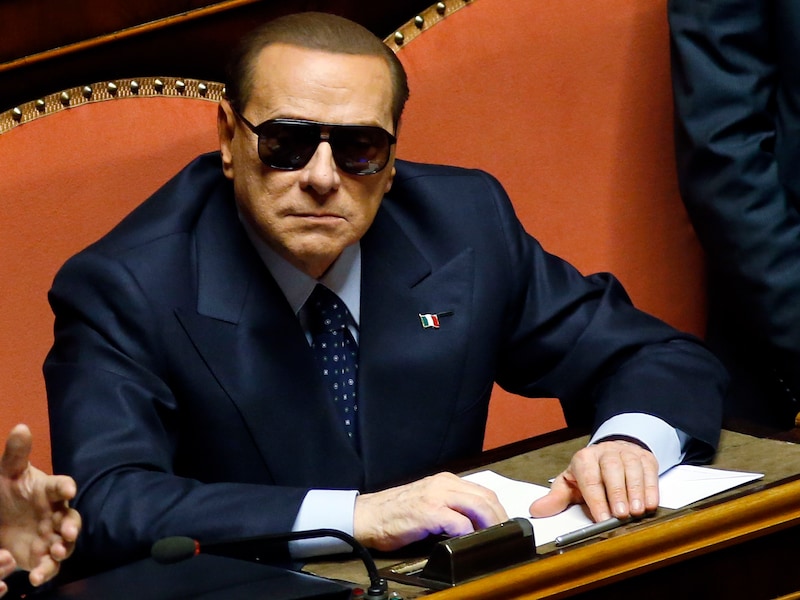 Silvio Berlusconi zaterdag in de Senaat.