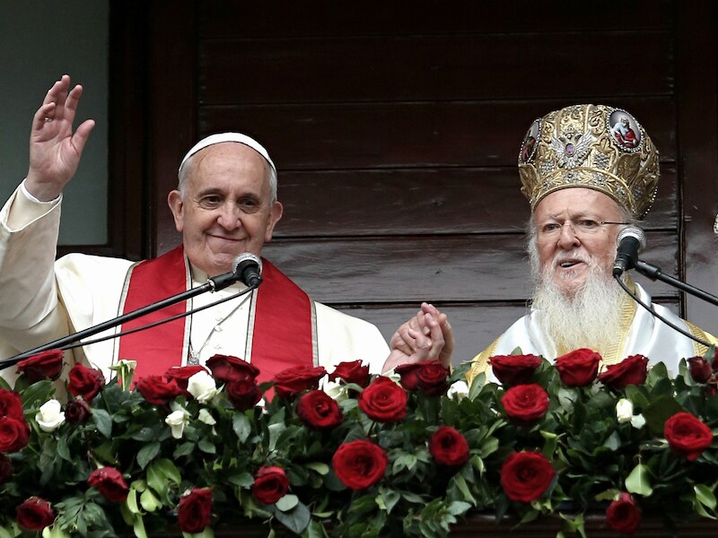 Paus Fransiscus en patriarch Bartholomeus