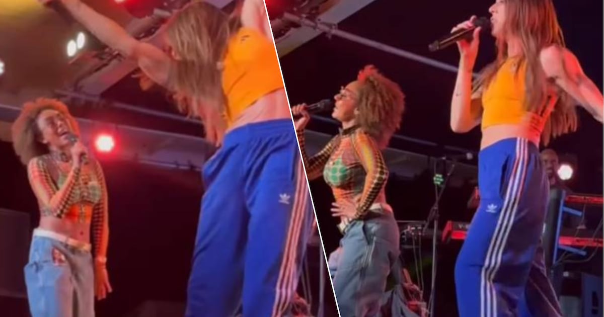 KIJK. Mini-reünie van de Spice Girls: Mel C zingt met Scary Spice Mel B ...