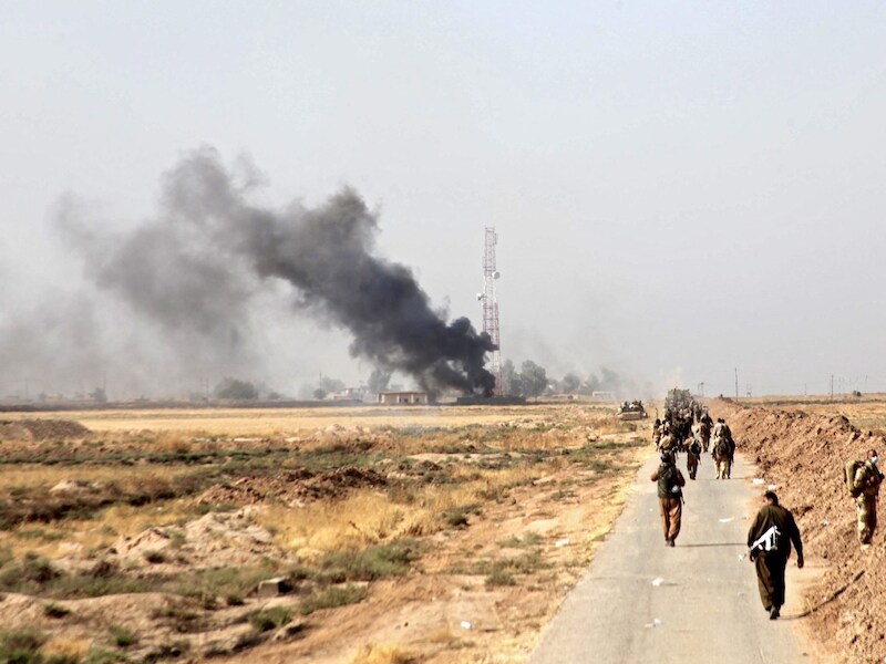 Koerdische strijders bij Kirkuk