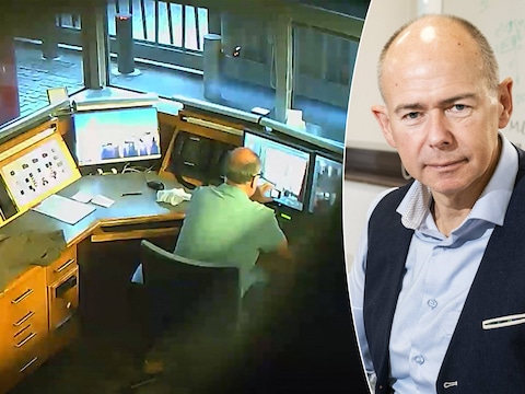 Links: een beeld van een verborgen camera die een Russische spion gebruikte om de beveiliging van de Britse ambassade in Berlijn in de gaten te houden. Rechts: oud-kolonel Roger Housen.
