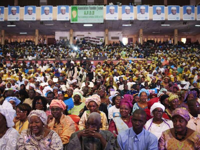 Aanhangers van presidentskandidaat Modibo Sidibe in Bamako.