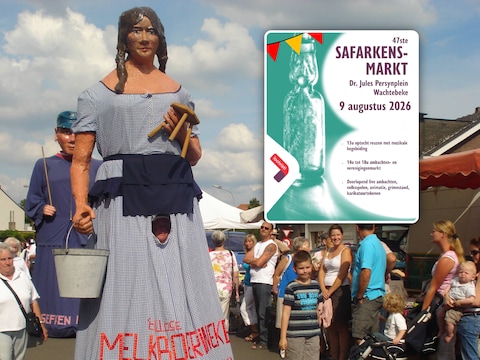 Een typisch beeld van de Wachtebeekse Safarkensmarkt., Inzet: Programma Safarkensmarkt 2026