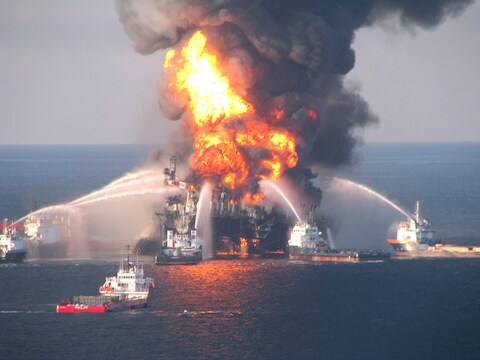 De ramp met de Deepwater Horizon, drie jaar geleden in de Golf van Mexico.