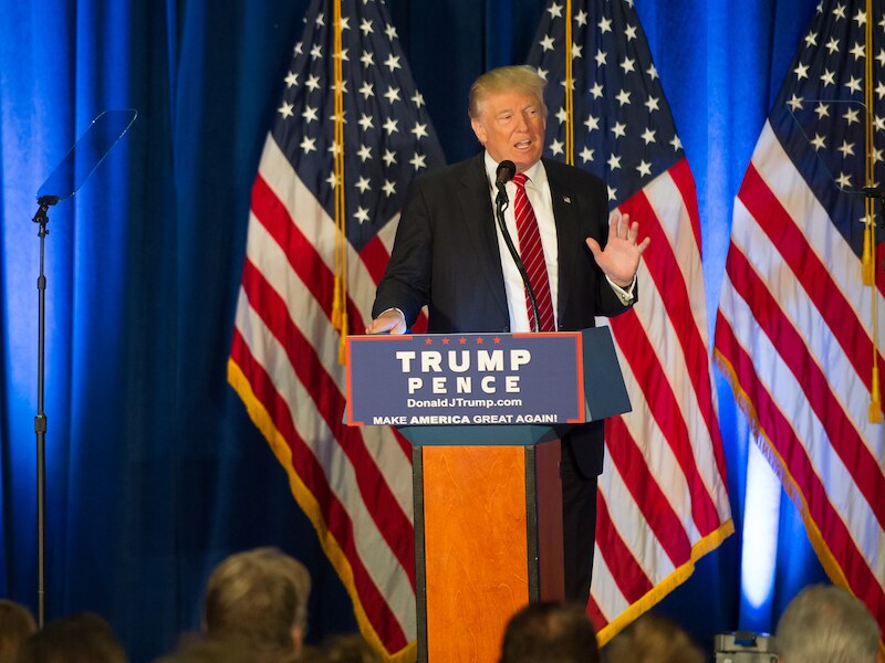 Trump tijdens zijn toespraak in Youngstown