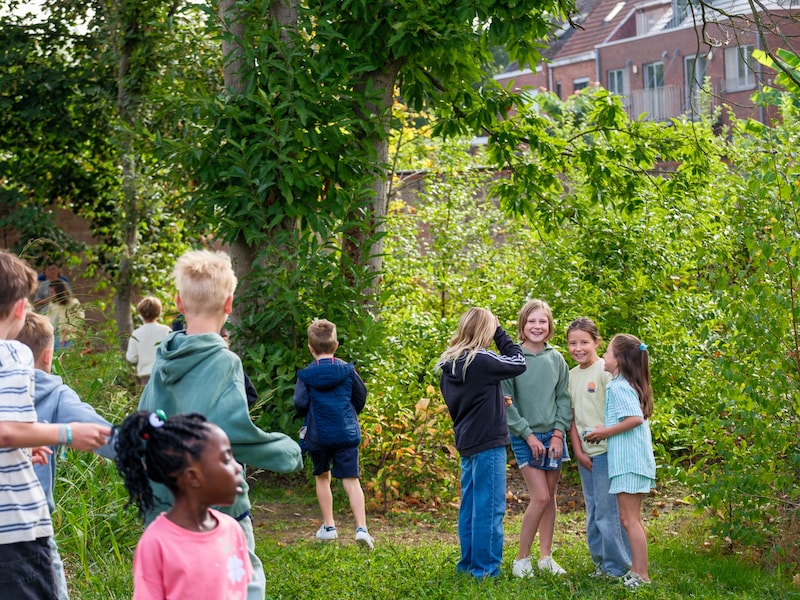 IN BEELD. Leerlingen van De Zonnebergen starten schooljaar met eigen speelbos: “Extra ruimte om te spelen, ontdekken en tot rust te komen”