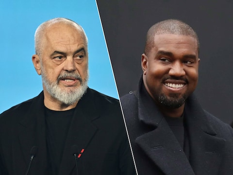 De Albanese premier Edi Rama. / De Amerikaanse rapper Kanye West.