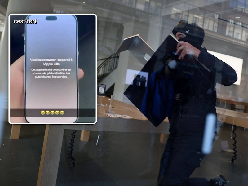 Een relschopper slaat toe in de Apple Store in Lille. Inzet: de melding op een gestolen iPhone.