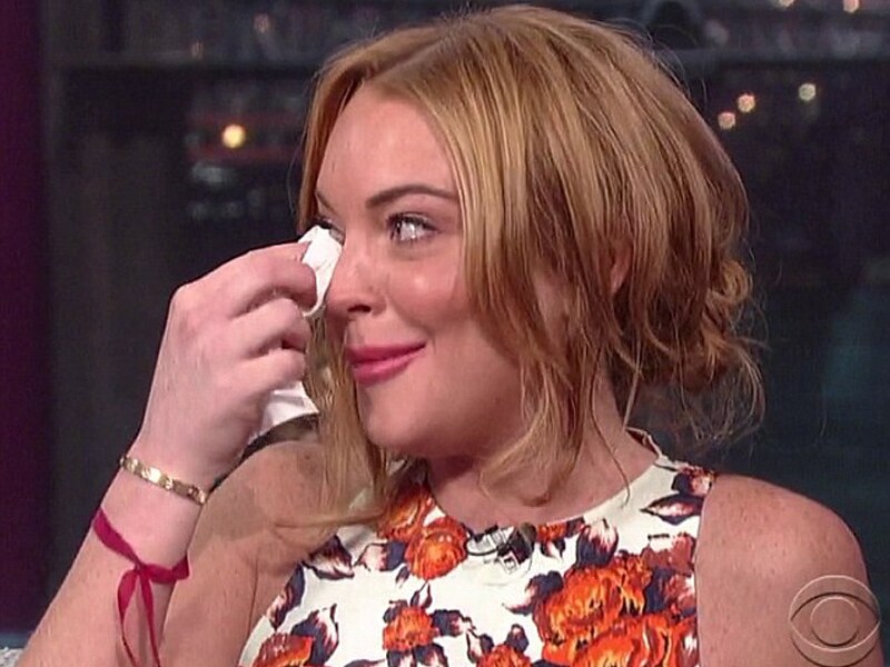 Lindsay hield het niet droog tijdens het interview met Letterman.