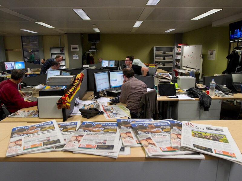 De redactie van De Standaard, een van de kranten van Mediahuis.