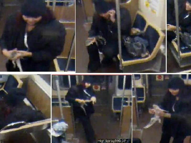 De vrouw werd door beveiligingscamera's gefilmd toen ze het reptiel aan andere reizigers toonde op de trein naar de luchthaven.