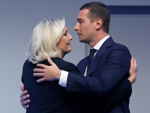 Marine Le Pen en Jordan Bardella toen die laatste in 2022 partijvoorzitter werd van het Rassemblement National.