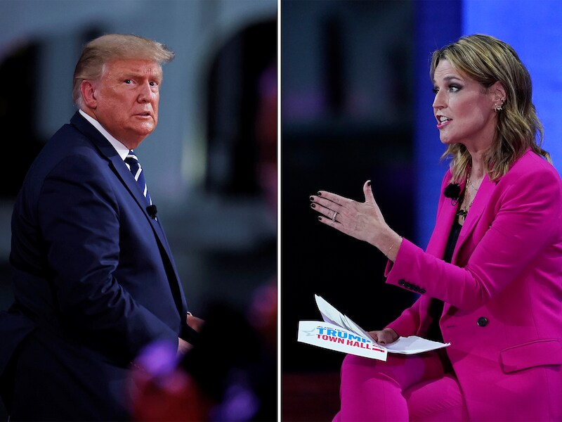 President Donald Trump en presentatrice Savannah Guthrie. 