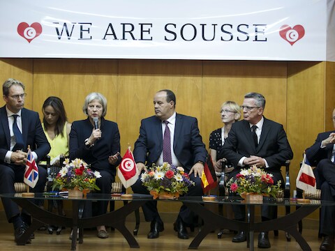De ministers van Binnenlandse Zaken op de persconferentie.