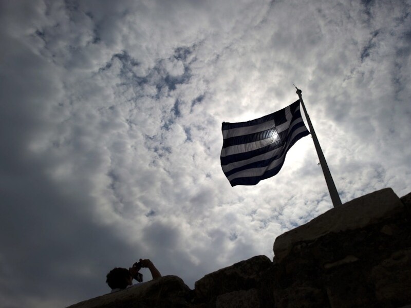 Een Griekse vlag op de Akropolis