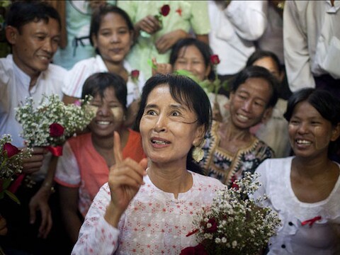 Oppositieleidster Aung San Suu Kyi .
