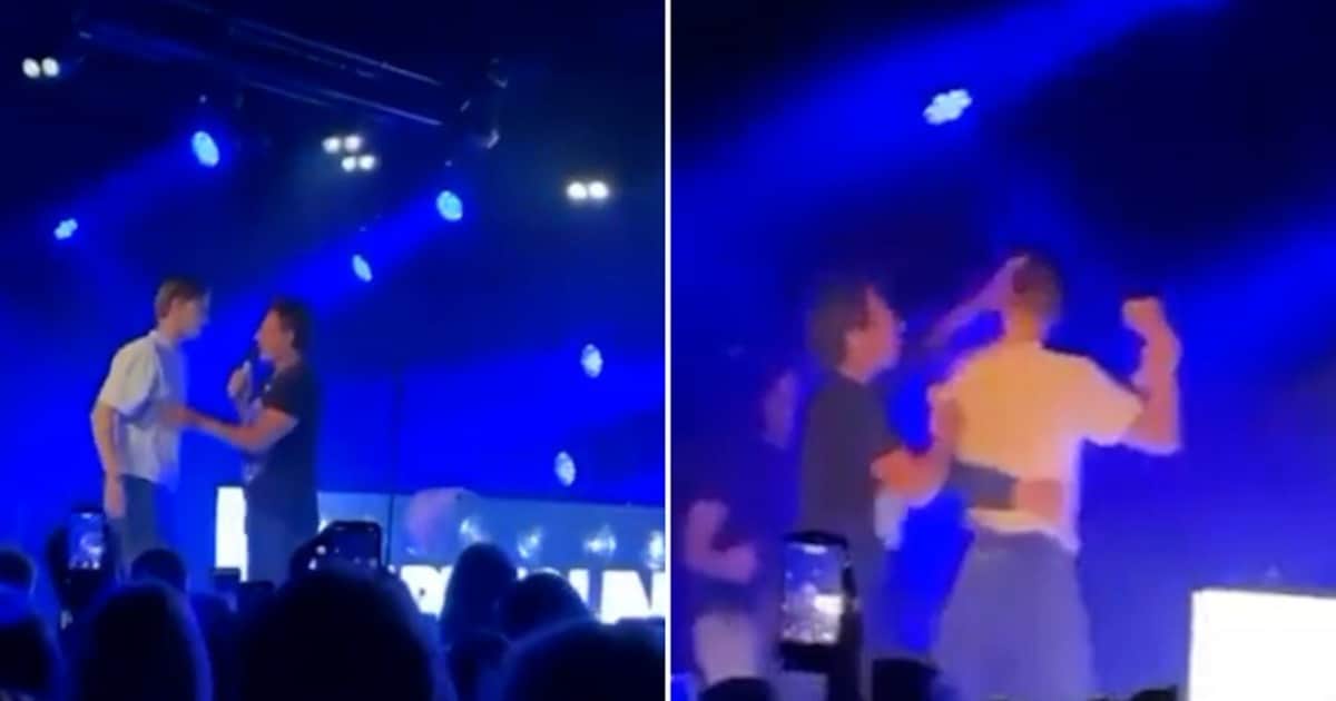 KIJK. Nederlandse zanger Gerard Joling gaat tijdens optreden op de vuist met biergooier