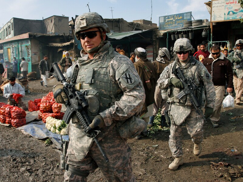Amerikaanse soldaten in Kaboel. Nog ongeveer 10.000 Amerikanen zitten in Afghanistan.