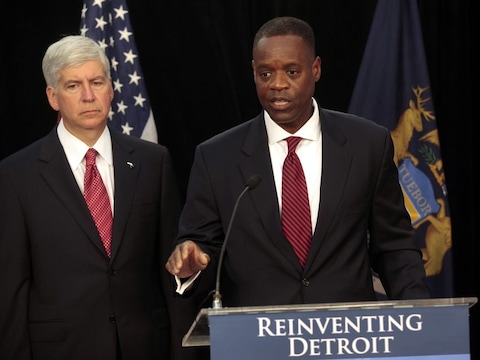Gouverneur Rick Snyder en crisismanager Kevyn Orr.