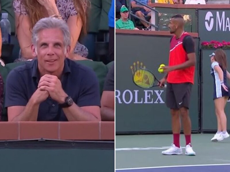 Ben Stiller zag van dichtbij hoe Kyrgios in de clinch ging met een toeschouwer.